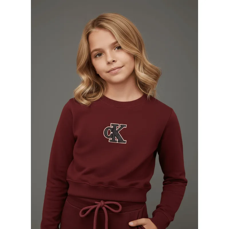 Moletom Patch Calvin Klein Jeans Menina - Bordo Moletom Patch Calvin Klein Jeans Menina Bordo 14