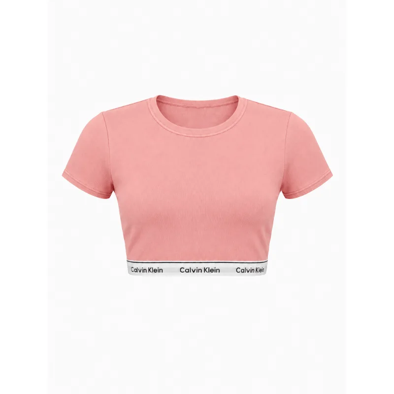 Top Menina Manga Curta Cotton Calvin Klein Underwear - Rosa Pó Top Menina Manga Curta Cotton Calvin Klein Underwear Rosa Pó 12/14