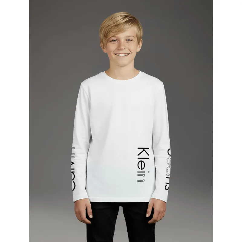Camiseta Manga Longa Calvin Klein Jeans Menino Logo Calvin Jeans - Off White Camiseta Manga Longa Calvin Klein Jeans Menino Logo Calvin Jeans Off White 10