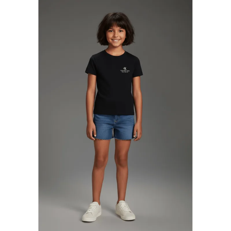 Blusa Calvin Klein Jeans Girl Manga Curta Orgânica - Preto Blusa Calvin Klein Jeans Girl Manga Curta Orgânica Preto 10