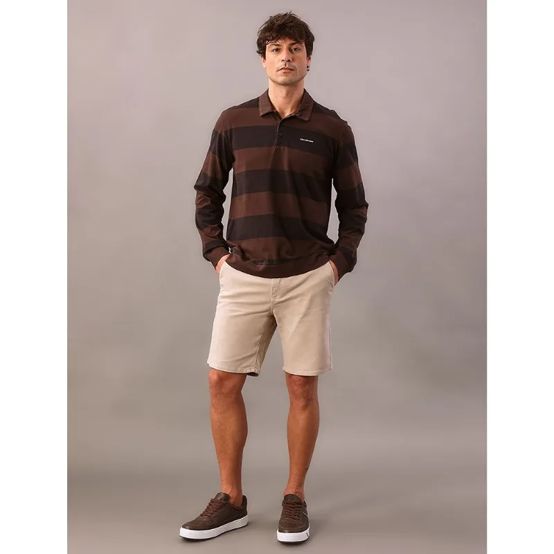 Polo Manga Longa Calvin Klein Jeans Masculino Rugby Listrada - Marrom Polo Manga Longa Calvin Klein Jeans Masculino Rugby Listrada Marrom Gg