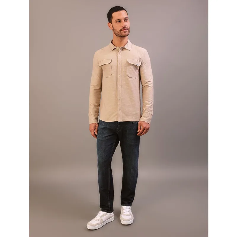 Camisa Manga Longa Calvin Klein Jeans Masculino Bolsos Cargo - Caqui Medio Camisa Manga Longa Calvin Klein Jeans Masculino Bolsos Cargo Caqui Medio p