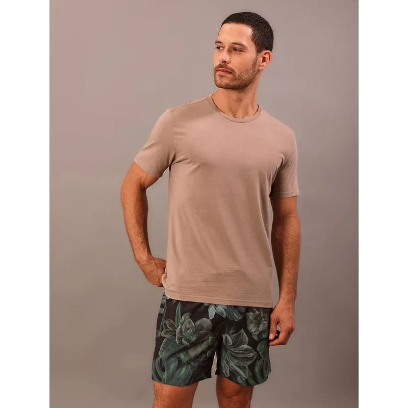 Camiseta Manga Curta Logo Costas Calvin Klein Swimwear - Caqui Medio Camiseta Manga Curta Logo Costas Calvin Klein Swimwear Caqui Medio g