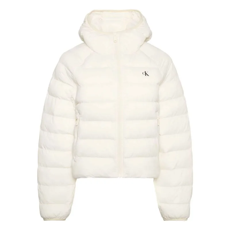 Jaqueta Calvin Klein Jeans Feminino Matelassê Com Capuz - Branco Jaqueta Calvin Klein Jeans Feminino Matelassê Com Capuz Branco m