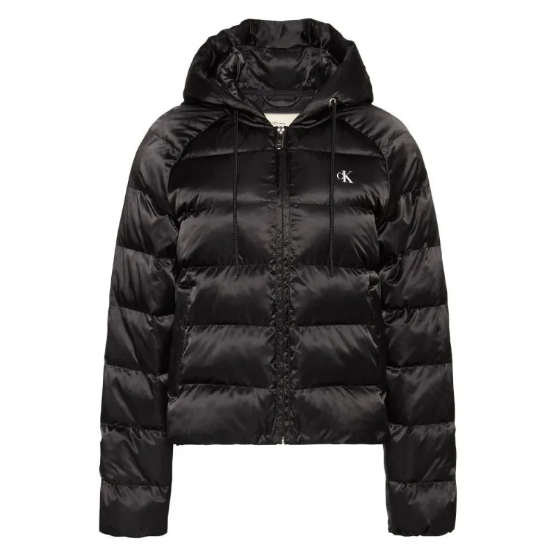 Jaqueta Calvin Klein Jeans Feminino Puffer Com Brilho e Capuz - Preto Jaqueta Calvin Klein Jeans Feminino Puffer Com Brilho e Capuz Preto g