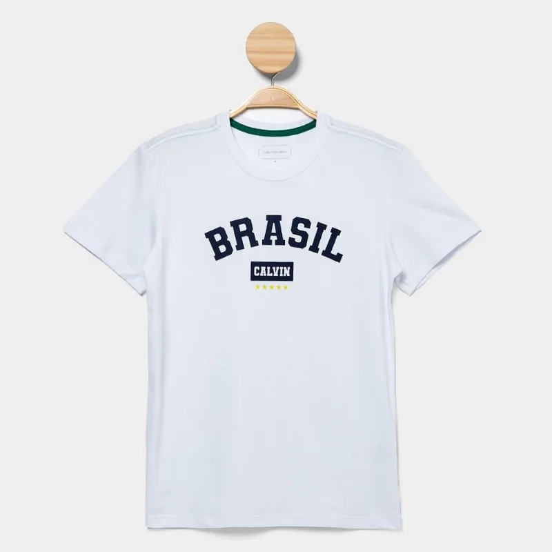 Camiseta Infantil Calvin Klein Copa Brasil Menino - Menino - Branco