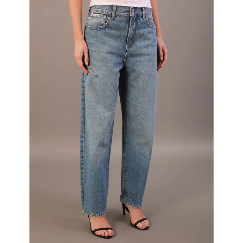 Calça Jeans Feminina Barrel 5 Pockets Com Pence - Azul Médio Calça Jeans Feminina Barrel 5 Pockets Com Pence Azul Médio 36