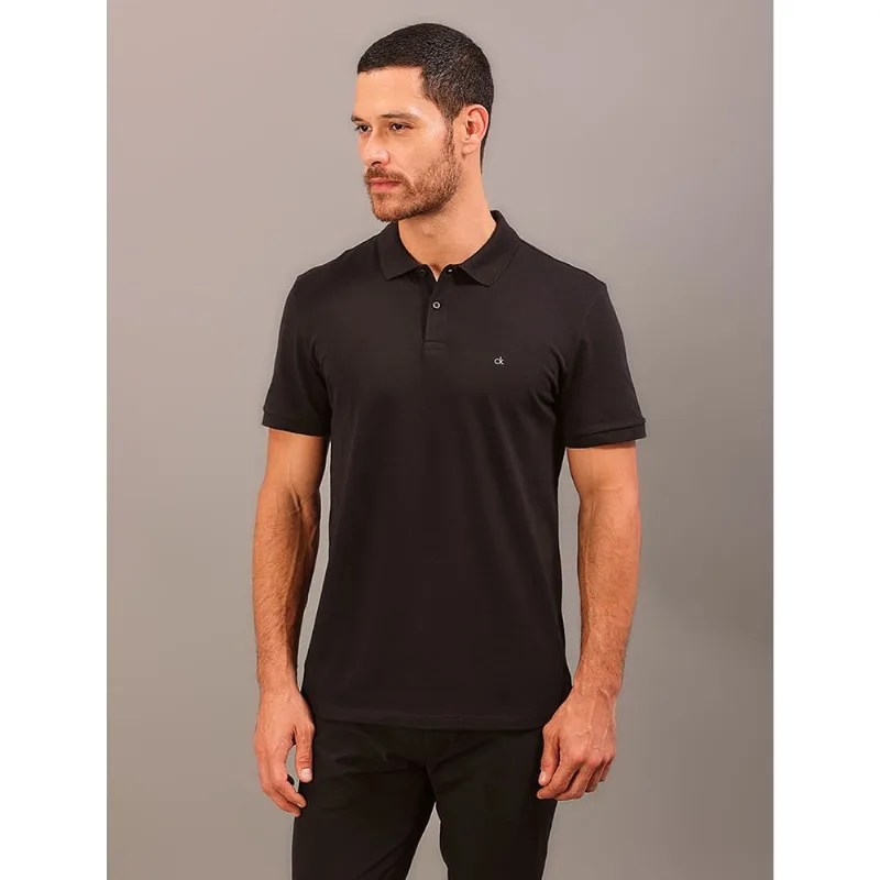 Polo Manga Curta Calvin Klein Masculino Slim Piquet Pima - Preto Polo Manga Curta Calvin Klein Masculino Slim Piquet Pima Preto m