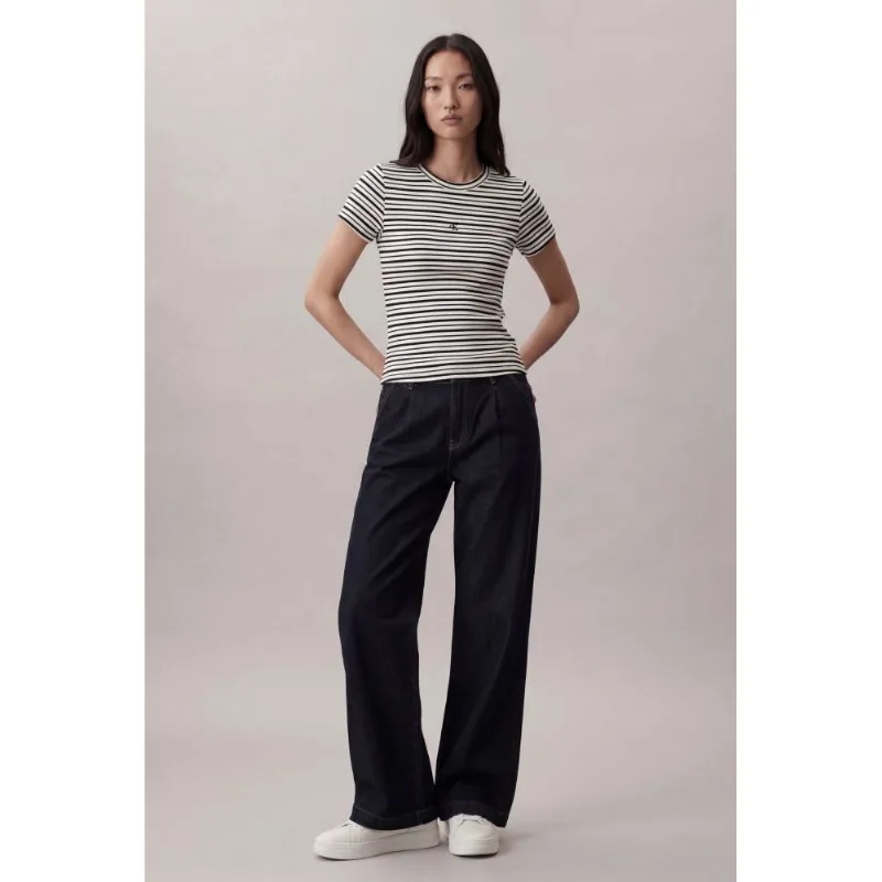 Calça Jeans Wide Leg Long Com Pregas e b - Marinho Calça Jeans Wide Leg Long Com Pregas e b Marinho 42