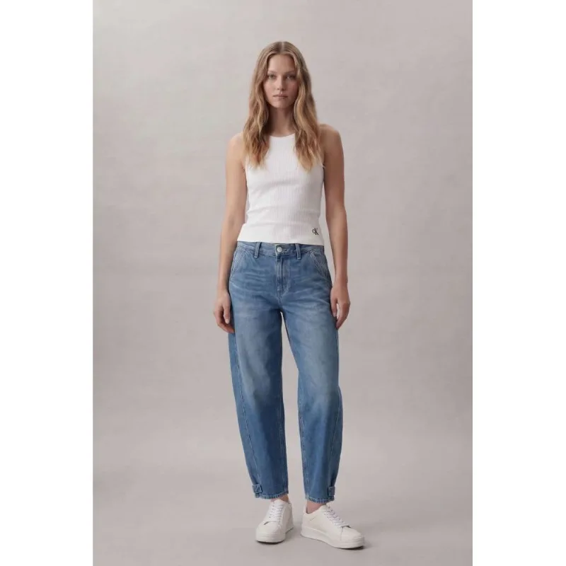 Calça Jeans Barrel Com Ajustador Barra - Azul Claro Calça Jeans Barrel Com Ajustador Barra Azul Claro 36