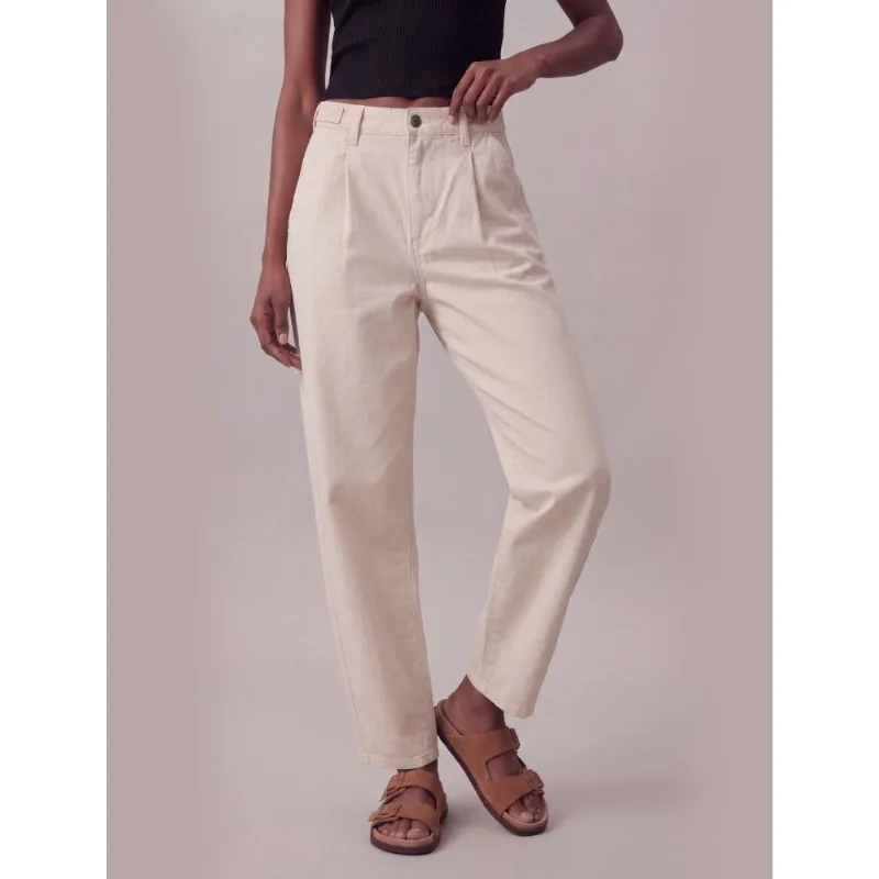 Calça Color Barrel Pregas - Areia Calça Color Barrel Pregas Areia 34