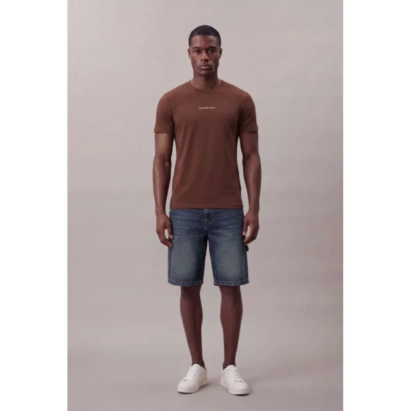 Camiseta Manga Curta Calvin Klein Jeans Masculino Logo Centralizado - Marrom Camiseta Manga Curta Calvin Klein Jeans Masculino Logo Centralizado Marrom Pp
