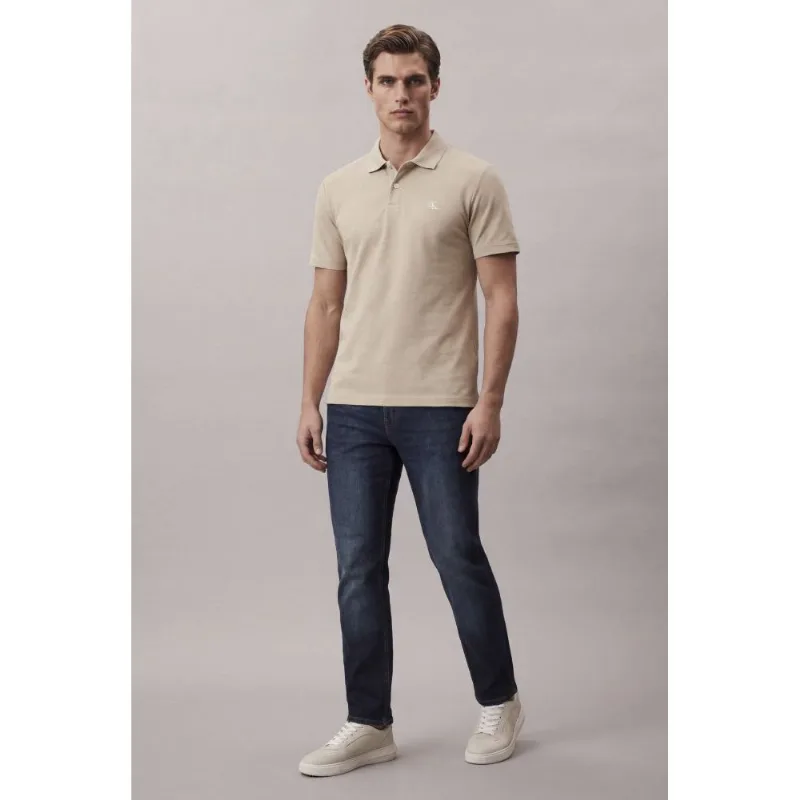 Polo Manga Curta Calvin Klein Jeans Regular Malhão - Caqui Claro Polo Manga Curta Calvin Klein Jeans Regular Malhão Caqui Claro Pp