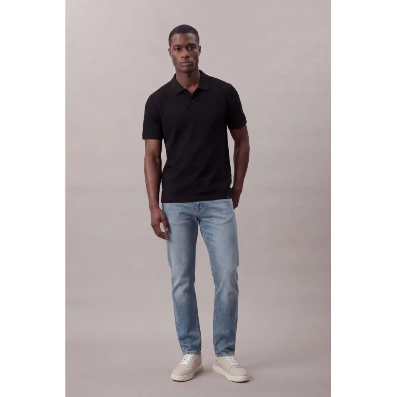 Polo Manga Curta Calvin Klein Jeans Slim Malha Favo - Preto Polo Manga Curta Calvin Klein Jeans Slim Malha Favo Preto m