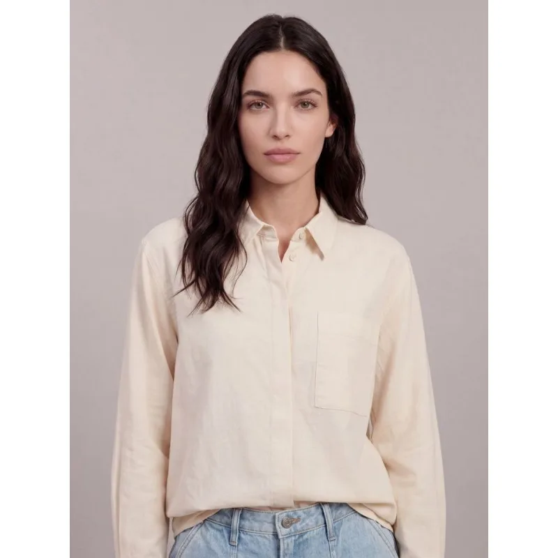 Camisa de Algodão Com Linho Com Vista Co - Areia Camisa de Algodão Com Linho Com Vista Co Areia 40
