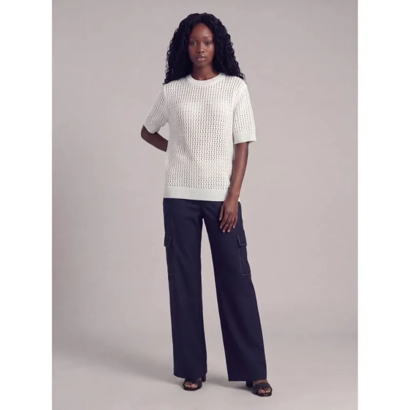 Blusa de Tricot Com Ponto Aberto - Off White Blusa de Tricot Com Ponto Aberto Off White p