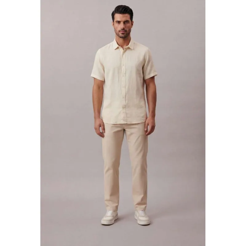 Camisa Manga Curta Cannes Linen - Amarelo Claro Camisa Manga Curta Cannes Linen Amarelo Claro 3