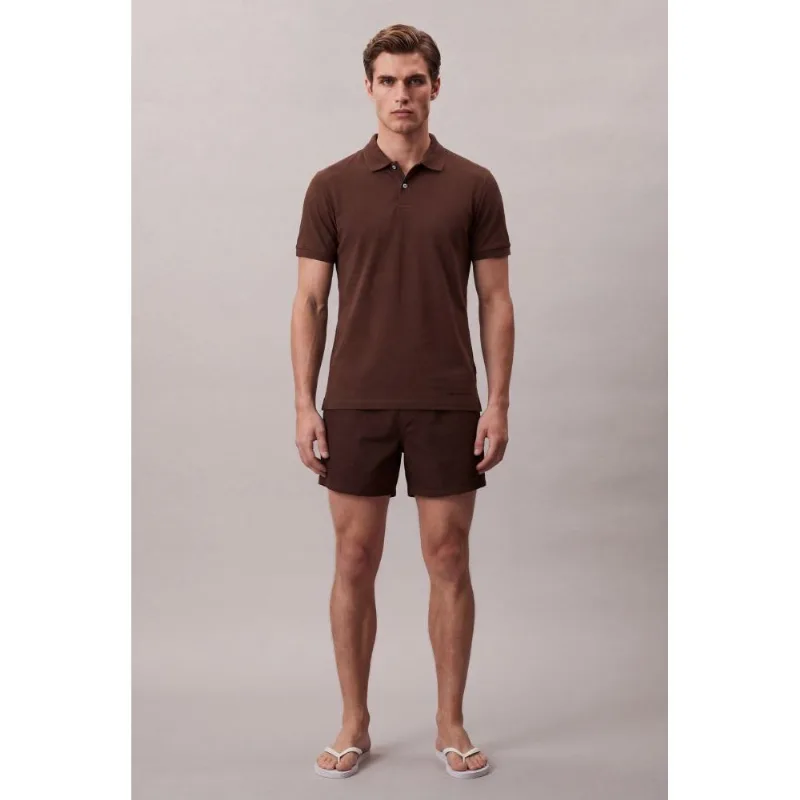 Shorts Elástico Liso Com Logo Lateral - Marrom Shorts Elástico Liso Com Logo Lateral Marrom m