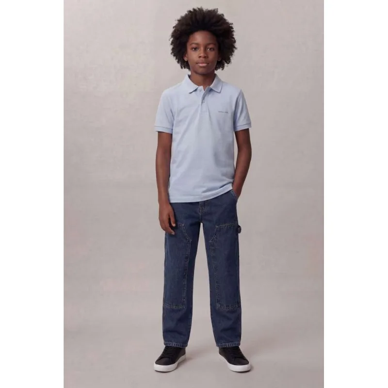 Polo Manga Curta Calvin Klein Jeans Boy Silk Calvin Klein - Azul Bebe Polo Manga Curta Calvin Klein Jeans Boy Silk Calvin Klein Azul Bebe 16