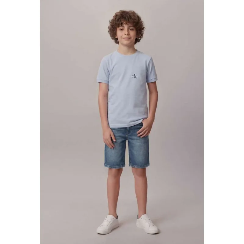 Camiseta Manga Curta Calvin Klein Jeans Boy Re Issue Peito - Azul Bebe Camiseta Manga Curta Calvin Klein Jeans Boy Re Issue Peito Azul Bebe 2