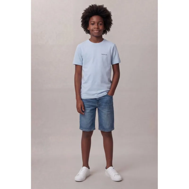 Camiseta Manga Curta Calvin Klein Jeans Boy Logo Peito - Azul Bebe Camiseta Manga Curta Calvin Klein Jeans Boy Logo Peito Azul Bebe 4