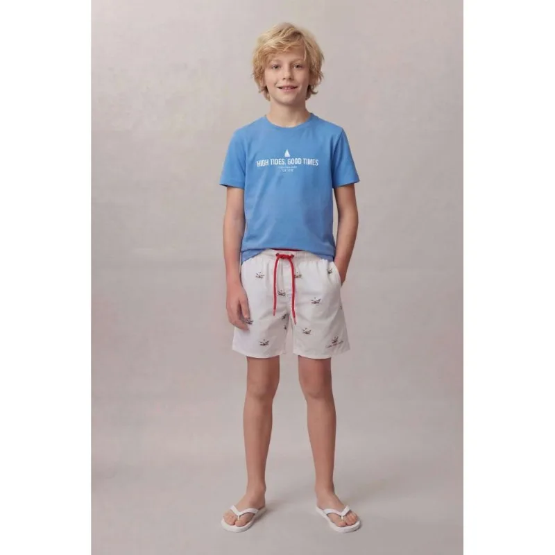Camiseta Manga Curta Calvin Klein Jeans Boy High Tides Good Time - Azul Médio Camiseta Manga Curta Calvin Klein Jeans Boy High Tides Good Time Azul Médio 8
