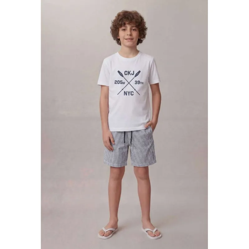 Camiseta Manga Curta Calvin Klein Jeans Boy Sailing - Branco Camiseta Manga Curta Calvin Klein Jeans Boy Sailing Branco 14