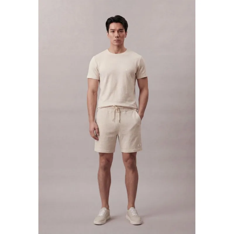 Bermuda Malha Calvin Klein Jeans Masculino Quadrilé Linho - Areia Bermuda Malha Calvin Klein Jeans Masculino Quadrilé Linho Areia g