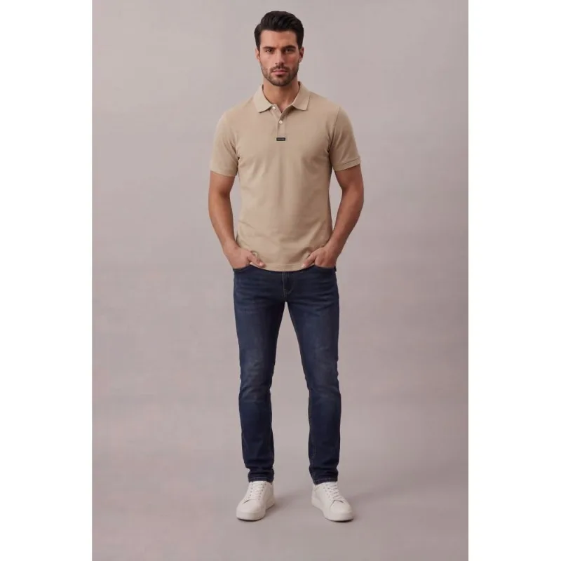 Polo Manga Curta Calvin Klein Masculino Premium - Caqui Medio Polo Manga Curta Calvin Klein Masculino Premium Caqui Medio m