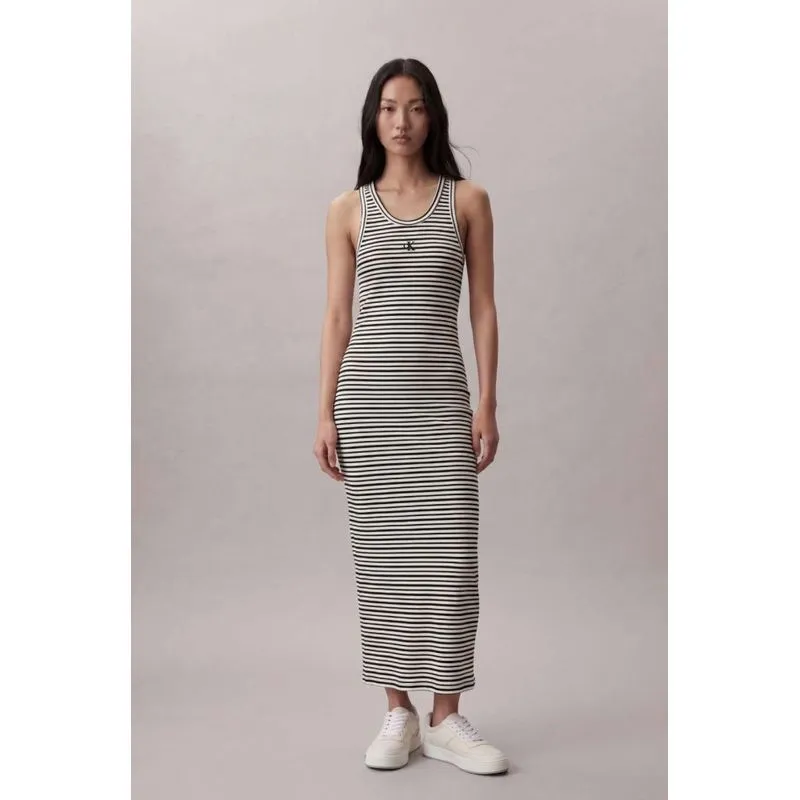 Vestido Calvin Klein Jeans Feminino Midi Listrado - Marinho Vestido Calvin Klein Jeans Feminino Midi Listrado Marinho g