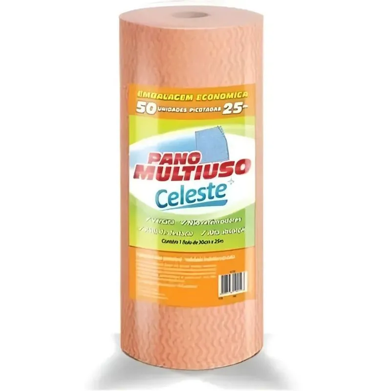 Pano Multiuso Celeste 30cm X 25m - Verde/branco/laranja/azul