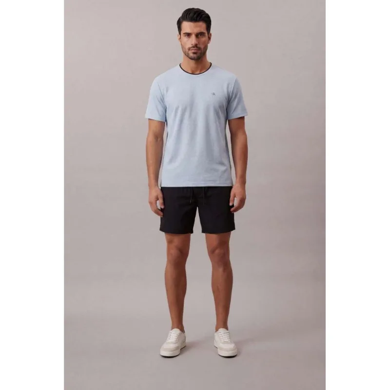 Camiseta Calvin Klein Manga Curta Micro Waffle - Azul Claro Camiseta Calvin Klein Manga Curta Micro Waffle Azul Claro Pp