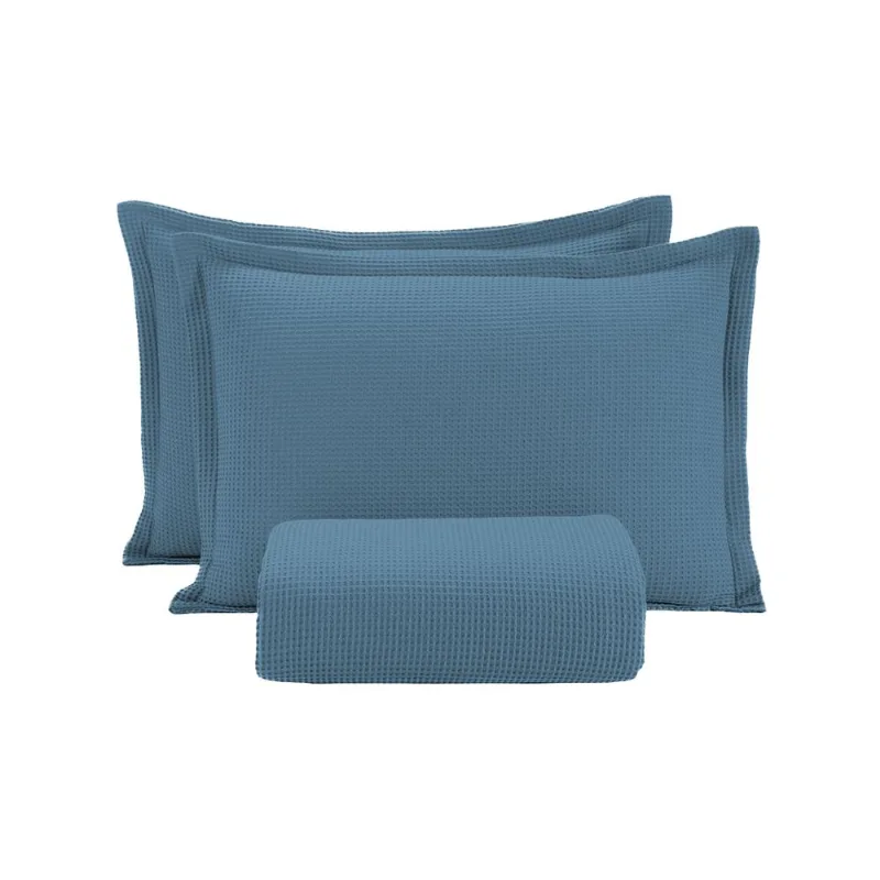 Kit Colcha Döhler Piquet Queen Azul Mar 3 Peças