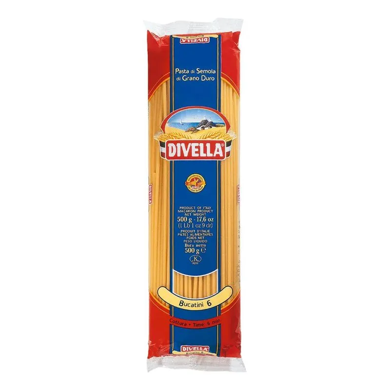 Macarrão De Sêmola Grano Duro Bucatini 6 Divella Pacote 500g