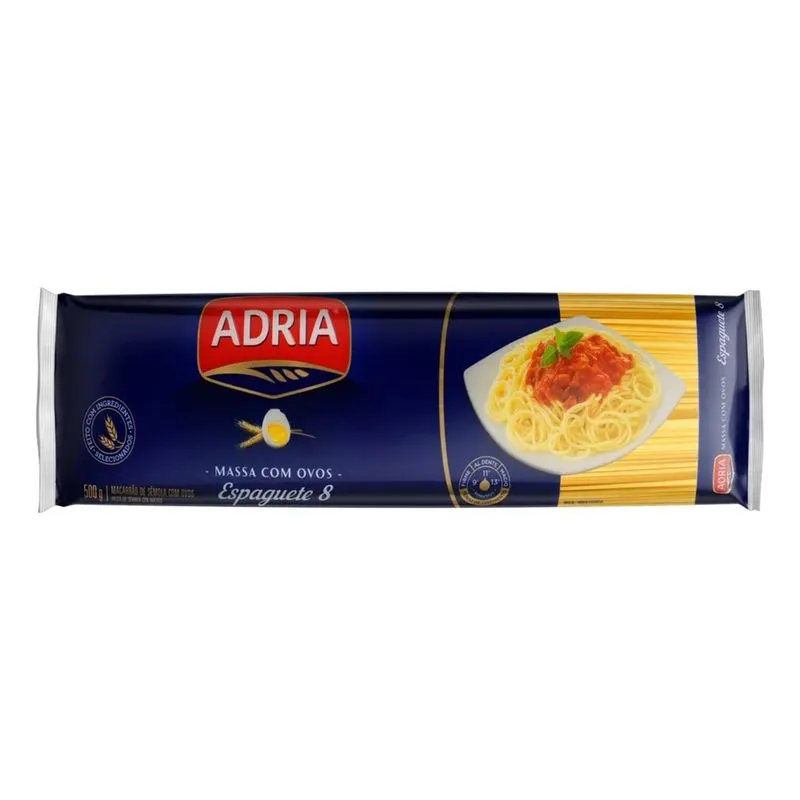 Macarrão De Sêmola Com Ovos Espaguete 8 Adria Pacote 500g