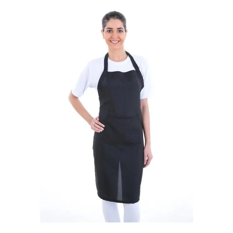 3x Avental Frontal Feminino Oxford Não Mancha Cor Preto