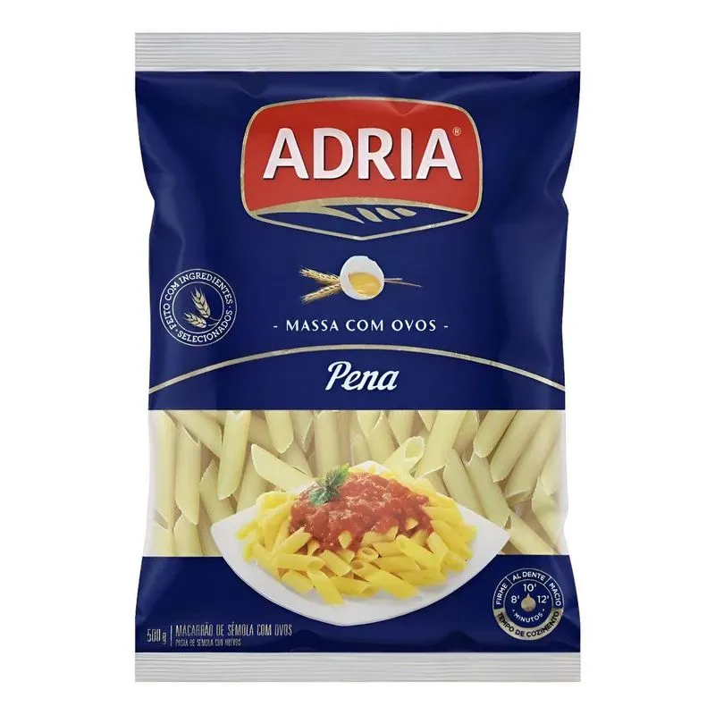 Macarrão De Sêmola Massa Com Ovos Pacote 500g Pena Adria