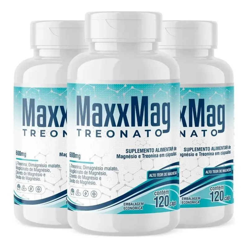 5x 3 Maxxmag 5 Magnésio Treonato Sabor Insípido Cápsulas