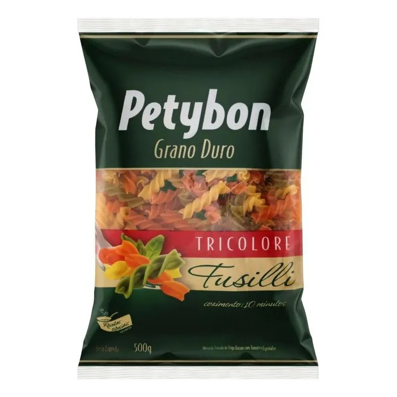 Macarrão De Sêmola Grano Duro Tricolor Com Vegetais Fusilli