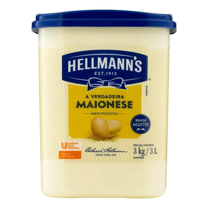 Maionese A Verdadeira Maionese Balde 3kg Hellmann's