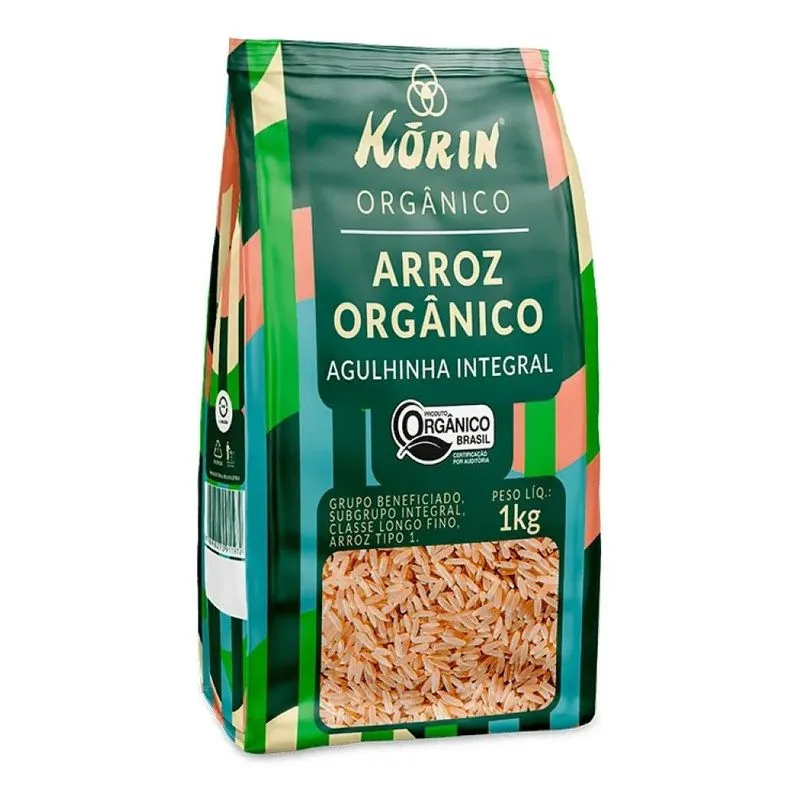 Arroz Agulhinha Tipo 1 Integral Orgânico Korin Pacote 1kg
