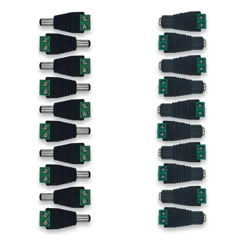 5x 10 Conector P4 Macho + 10 P4 Fêmea Borne Fita Led Cftv