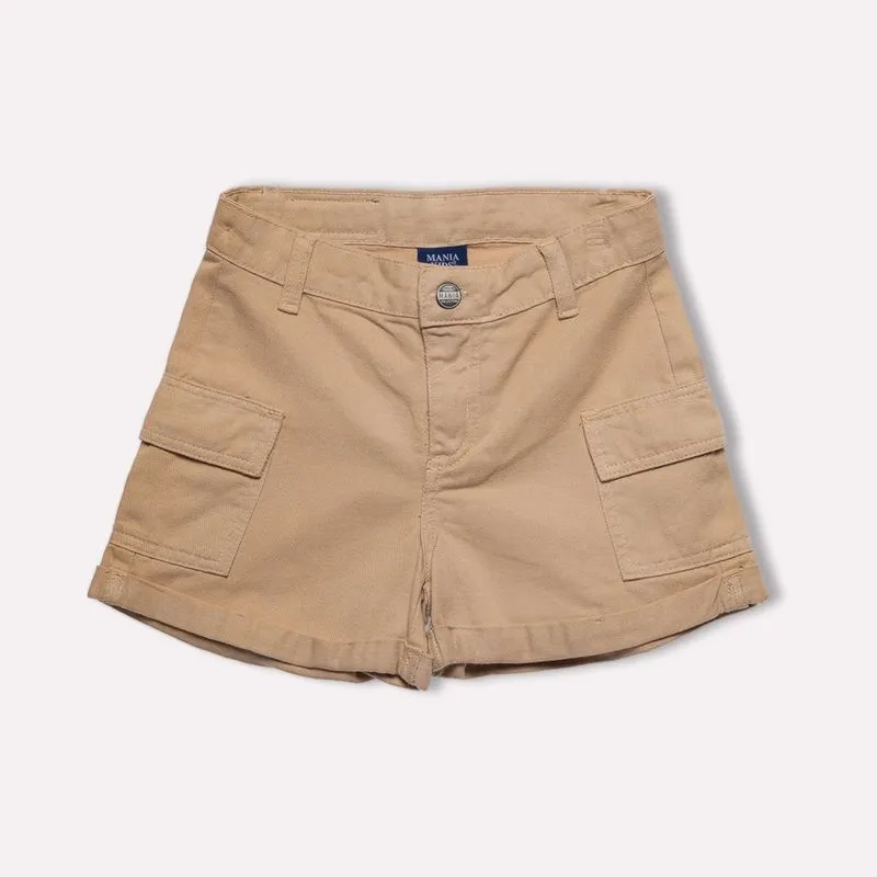Short Infantil Menina Cargo Mania Kids MK6455.CAQUI.4