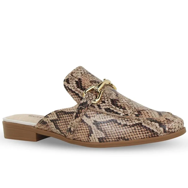 Sapato Mule Couro Snake Natural 38