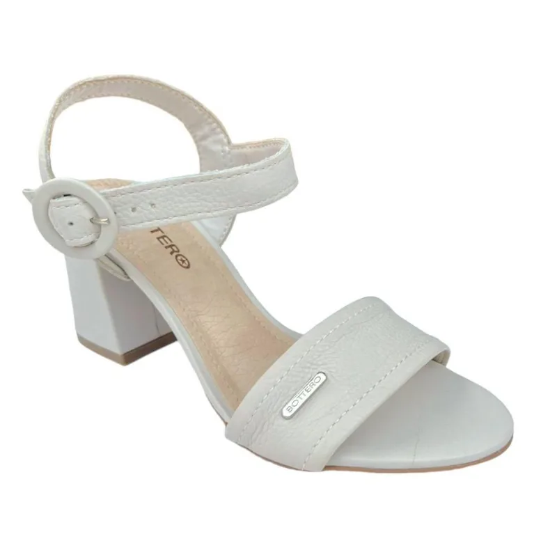 Sandália Fem Bottero Couro Salto Bloco Off White 358307-1 35 / Branco
