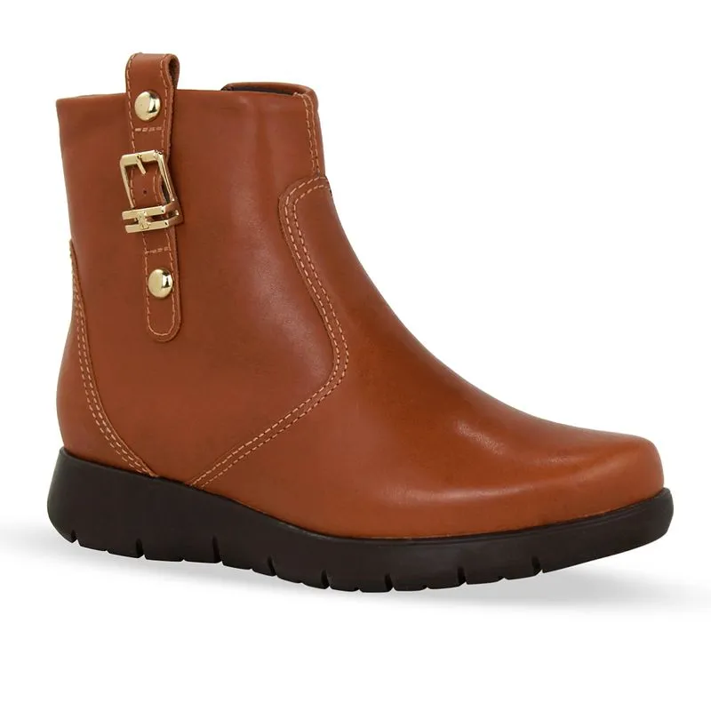 Bota Cano Baixo Couro Atanado Napoli Canela 37