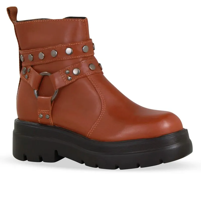 Bota Coturno Couro Atanado Napoli Canela 33