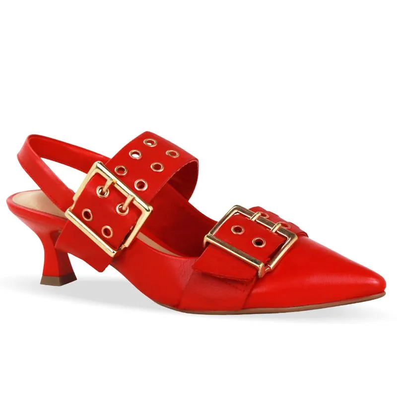 Sapato Scarpin Couro Atanado Napoli Vermelho 39