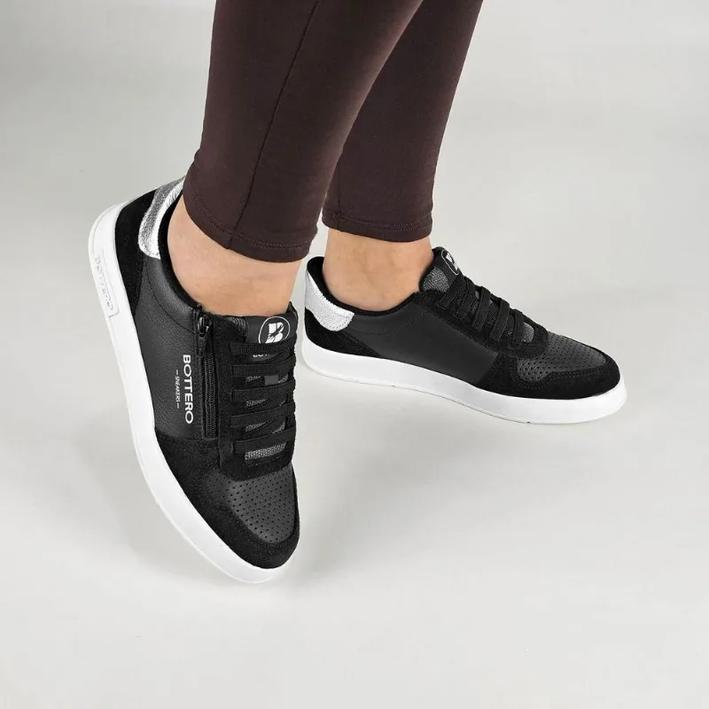 Tênis Bottero Feminino em Couro Com Elástico e Zíper 364902 36 / Preto