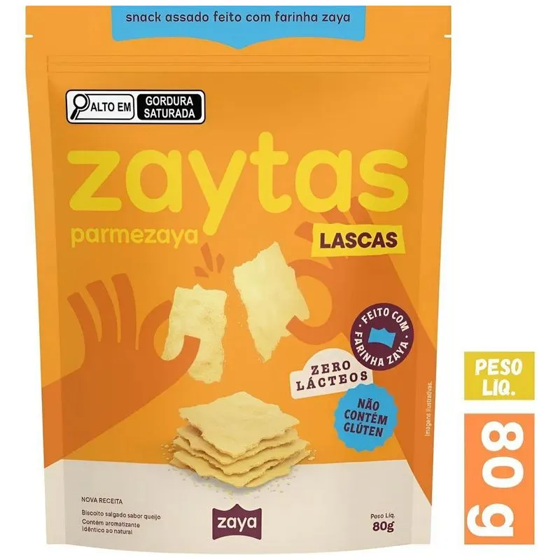 Zaytas Parmezaya Lascas Crocante Sabor Queijo Sem Glúten 80g